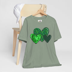 Green Hearts St. Patrick's Day Tee - Unisex Short Sleeve Shirt / Christmas