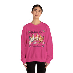 "Makin' a List, Chicken It Twice" Christmas Chicken Crewneck Gildan Sweatshirt