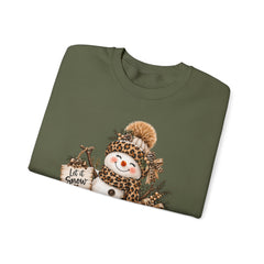 Leopard Snowman Crewneck Sweatshirt — Cozy Holiday Winter Christmas Graphic