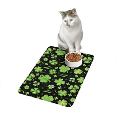 St. Patrick's Day Pet Food Mat - 12x18 Green Shamrock Design