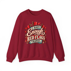 "I Have Enough Red Flags, Thanks" Vintage Banner Graphic Valentine Sweatshirt