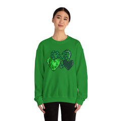Green Heart Patterns Unisex Heavy Blend Crewneck Sweatshirt | St. Patrick's Day/Christmas