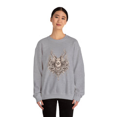 Deer Mandala Crewneck Sweatshirt — Vintage Stag Floral Graphic