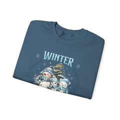 Winter Wonderland with Snowmen - Crewneck Sweatshirt -  Blue Design