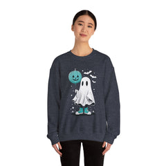 Teal Pumpkin & Ghost Crewneck Sweatshirt, Cozy Fall Apparel, Funny Sweatshirt, Gift for Her, Casual Wear