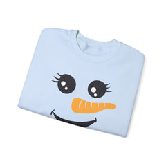 Happy Snowman Crewneck Sweatshirt | Winter Apparel, Christmas Gift, Cozy Sweater, Holiday Clothing, Carrot Nose Design