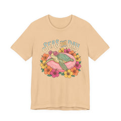 Seas the Day Turtle Tee — Vintage Floral Beach T-Shirt