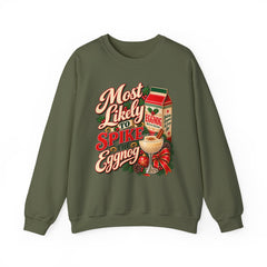 Eggnog Crewneck Sweatshirt – “Most Likely to Spike the Eggnog” Holiday Sweater