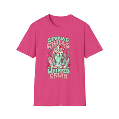 T-Shirt — "Serving Chills" Retro Dessert Graphic Tee (Extra Whipped Cream) - BP - Halloween
