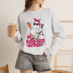 Boo-gie Bitch Ghost Crewneck Sweatshirt — Cute Retro Halloween Graphic