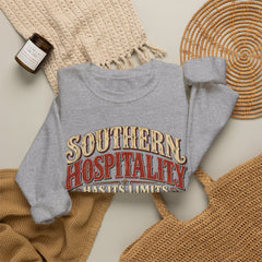 Southern Hospitality Crewneck Sweatshirt — "Southern Hospitality Has Its Limits, You're Gettin' Close"