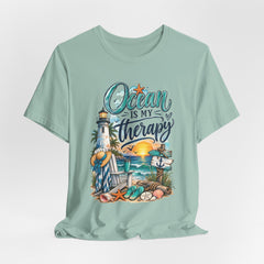 Ocean Is My Therapy T-Shirt — Beach Lighthouse Sunset Tee