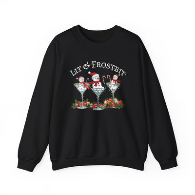 Lit & Frostbit Design | Festive Christmas Martinis, Winter Parties, Snowman Apparel, Christmas Party Sweatshirt