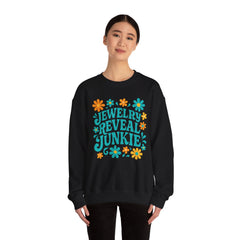 Jewelry Reveal Junkie Sweatshirt by Gildan, Cozy Unisex Crewneck, Gift for Jewelry Lovers
