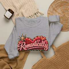 Romantically Unavailable Crewneck Sweatshirt — Retro Heart Neon Sign Valentine Graphic