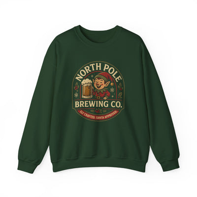 North Pole Brewing Co. Holiday Sweatshirt, Christmas Gift, Unisex Cozy Crewneck, Winter Apparel, Elf Festive Casual Wear