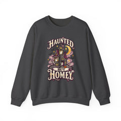 Haunted But Homey Sweatshirt — Cozy Halloween Haunted House Crewneck