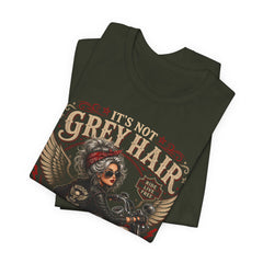 It's Not Grey Hair It's Wisdom Glitter T-Shirt — Vintage Skull & Rose Biker Tee for Women & Men