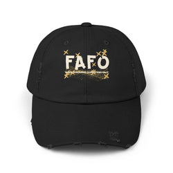 Distressed Cap with FAFO Design – Casual Trendy Hat FIZZ AROUND AND FIND OUT