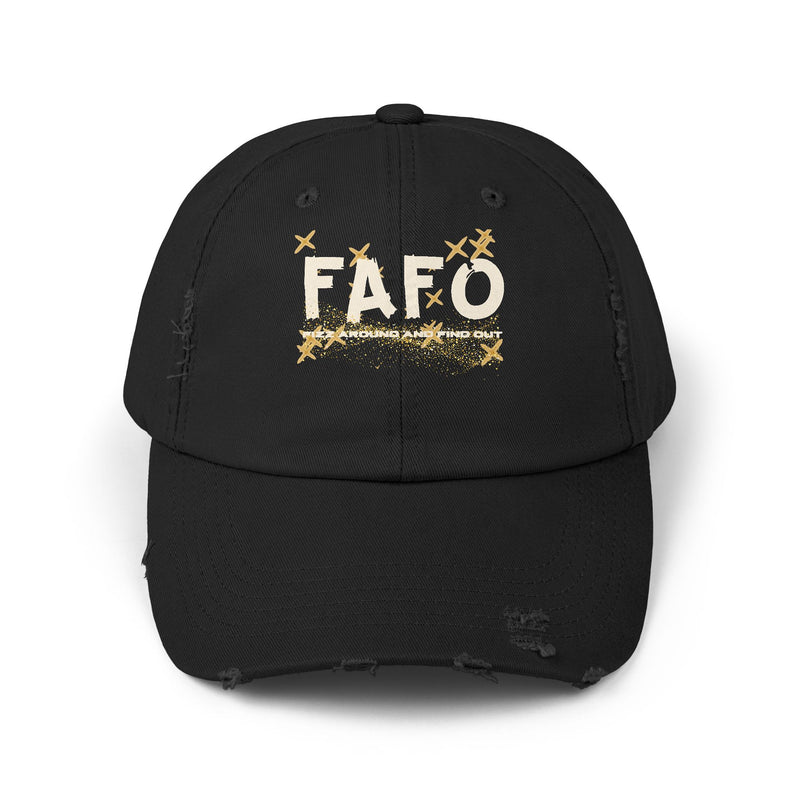 Distressed Cap with FAFO Design – Casual Trendy Hat FIZZ AROUND AND FIND OUT