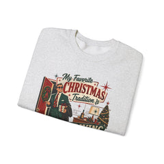 "My Favorite Christmas Tradition is Leaving Early" Vintage Holiday Christmas Crewneck