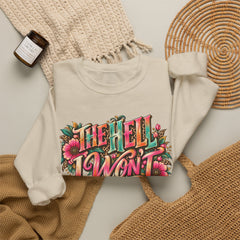 "The Hell I Won’t" Floral Lettering Graphic Crewneck Sweatshirt