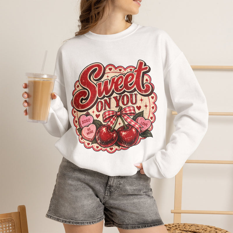 Sweet on You Sweatshirt – Retro Cherry Chocolate Valentine Crewneck