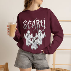 Scary Ghosts Unisex Crewneck Sweatshirt | Halloween Apparel, Spooky Sweatshirt, Ghost Theme, Gift for Halloween Lovers, Cozy Fall Fashion