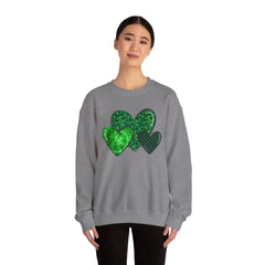Green Heart Patterns Unisex Heavy Blend Crewneck Sweatshirt | St. Patrick's Day/Christmas