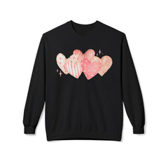 Heart Watercolor Crewneck Sweatshirt — Pink Hearts Graphic Pullover for Valentine’s Day