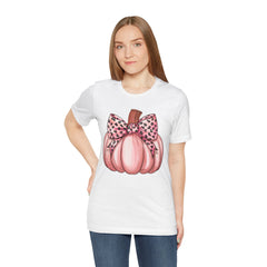 Cute Pink Pumpkin Graphic Tee for Fall, Autumn Shirt, Halloween Top, Harvest Celebration T-Shirt, Seasonal Apparel, Gift Idea