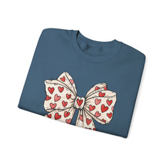 Valentine Heart Bow Sweatshirt — Cute Ribbon Graphic Crewneck