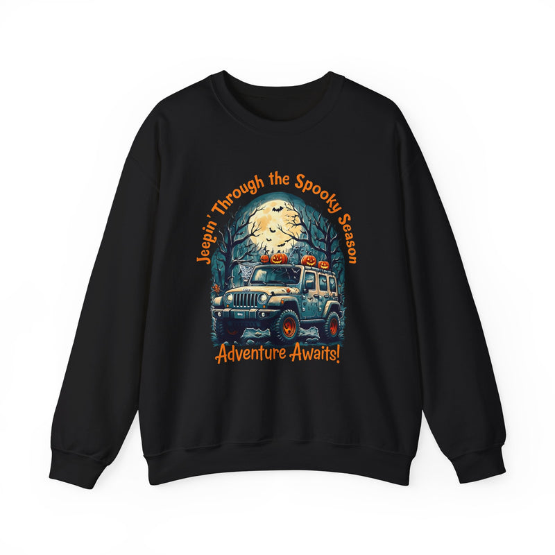Spooky Adventure #2 Sweatshirt - Jeepin' Through the Spooky Season, Unisex Crewneck, Fall Apparel, Halloween Gift, Cozy Halloween Wear