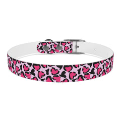 Dog Collar- Pink Leopard Print Hearts