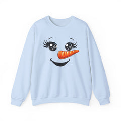 Happy Snowman Crewneck Sweatshirt | Winter Apparel, Christmas Gift, Cozy Sweater, Holiday Clothing, Carrot Nose Design