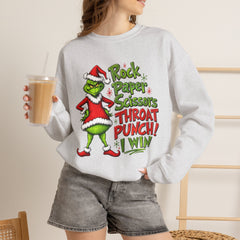 Rock - Paper - Scissors - Throat Punch- Dr. Seuss Grinch Christmas Sweatshirt