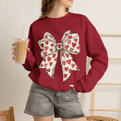 Valentine Heart Bow Sweatshirt — Cute Ribbon Graphic Crewneck