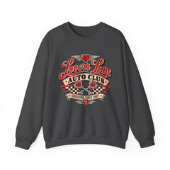 Lovers Lane Auto Club Vintage Racing Graphic Crewneck Sweatshirt- Valentine