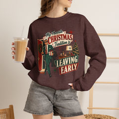 "My Favorite Christmas Tradition is Leaving Early" Vintage Holiday Christmas Crewneck