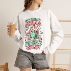 Halloween Sweatshirt — "Serving Chills with Extra Whipped Cream" Retro Ice Cream Graphic - BP