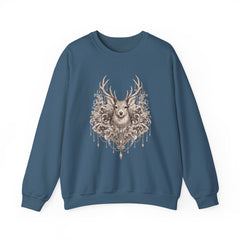 Deer Mandala Crewneck Sweatshirt — Vintage Stag Floral Graphic