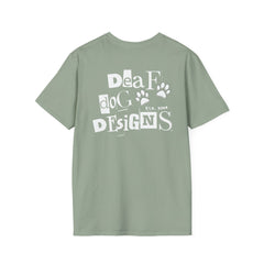 FB Rockstar Dog Unisex T-Shirt - Deaf Dogs Definitely Rock on Electric Guitars Design