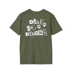 FB Rockstar Dog Unisex T-Shirt - Deaf Dogs Definitely Rock on Electric Guitars Design