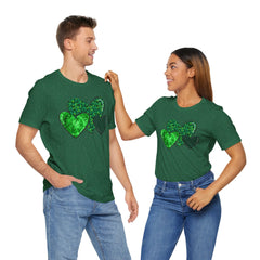 Green Hearts St. Patrick's Day Tee - Unisex Short Sleeve Shirt / Christmas