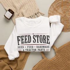 Feed Store Crewneck Sweatshirt — Vintage Farmhouse Seed & Feed Graphic - Southern Heritage
