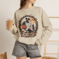 Halloween Ghost Crewneck Sweatshirt – 'Fuh-Cawf' Spooky Pumpkin Design