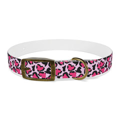 Dog Collar- Pink Leopard Print Hearts