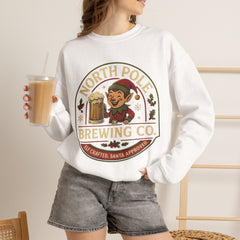 North Pole Brewing Co. Holiday Sweatshirt, Christmas Gift, Unisex Cozy Crewneck, Winter Apparel, Elf Festive Casual Wear