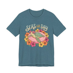 Seas the Day Turtle Tee — Vintage Floral Beach T-Shirt