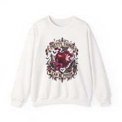 Crewneck Sweatshirt — “Pretty Things Can Be Poison” Gothic Apple Graphic